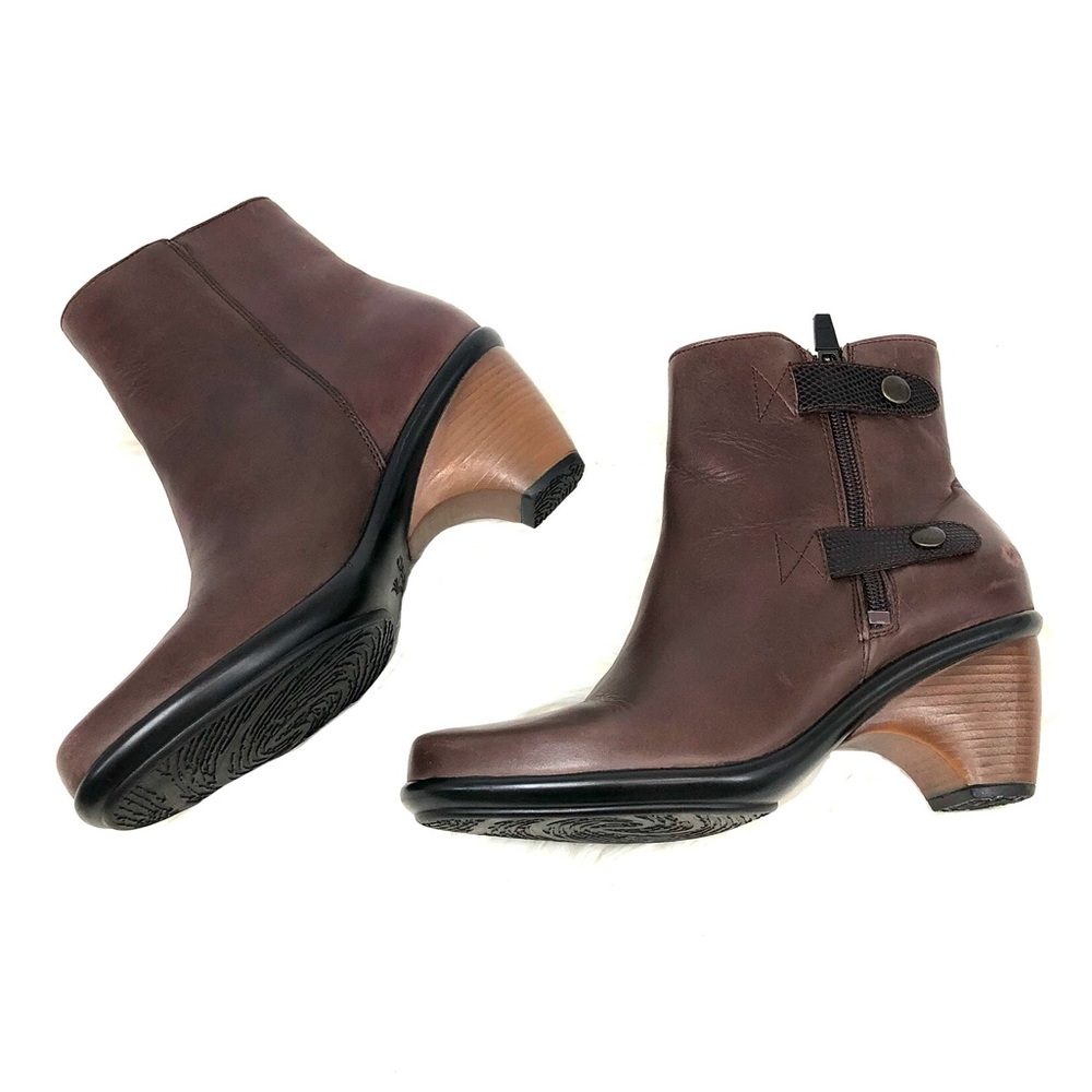 Dansko Snap Zip Ankle Booties in Brownish Red